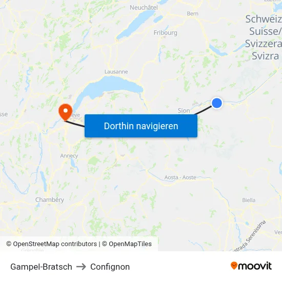 Gampel-Bratsch to Confignon map