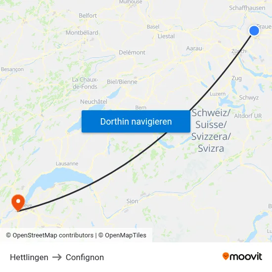 Hettlingen to Confignon map
