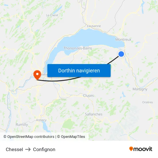 Chessel to Confignon map