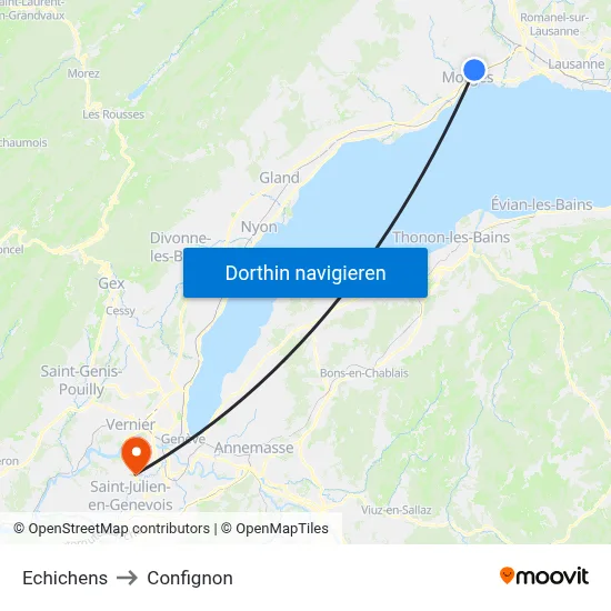 Echichens to Confignon map