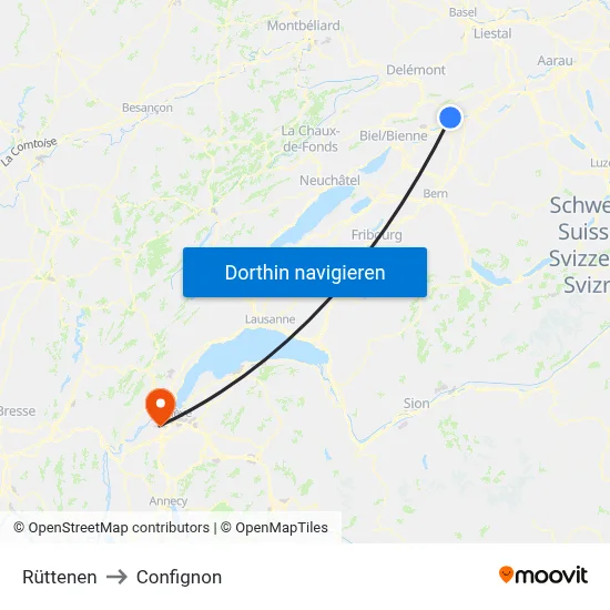 Rüttenen to Confignon map