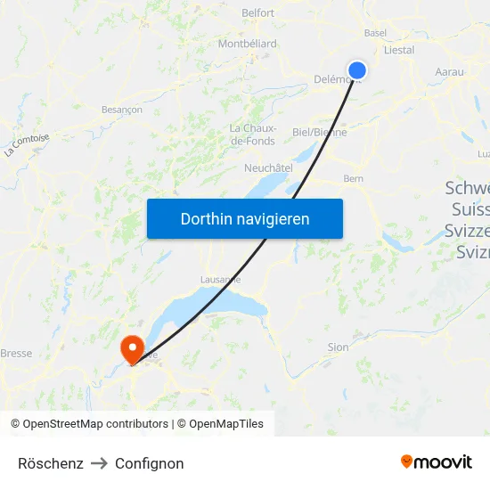 Röschenz to Confignon map