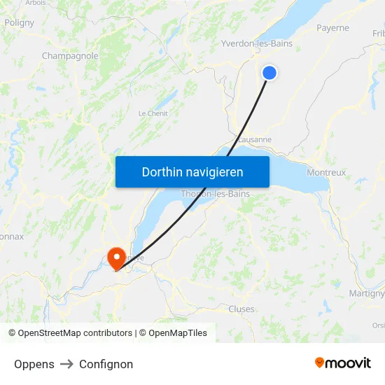 Oppens to Confignon map