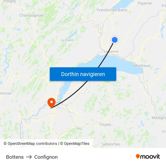 Bottens to Confignon map