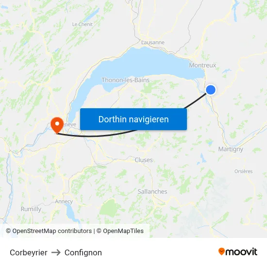 Corbeyrier to Confignon map