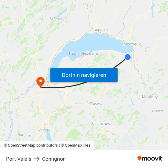 Port-Valais to Confignon map