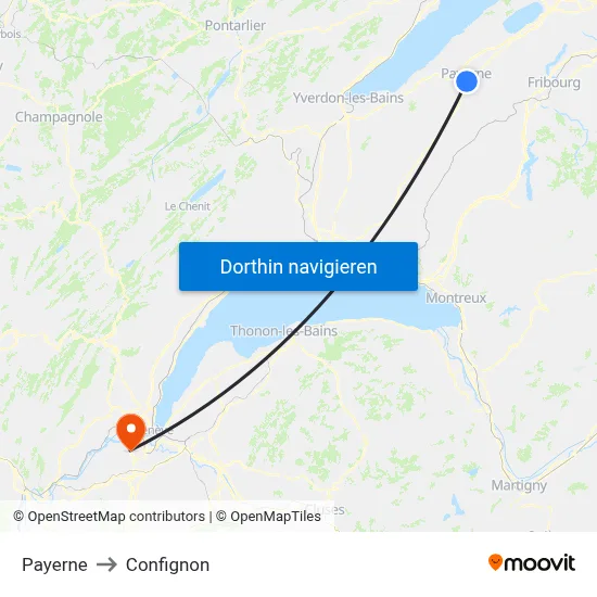 Payerne to Confignon map