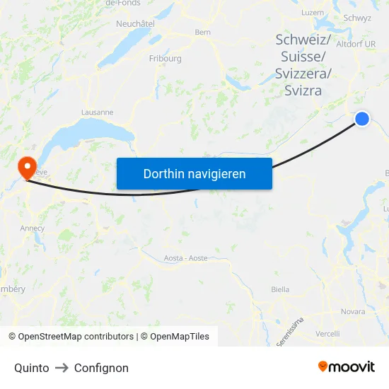 Quinto to Confignon map