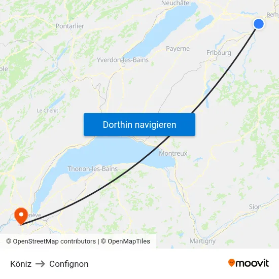 Köniz to Confignon map