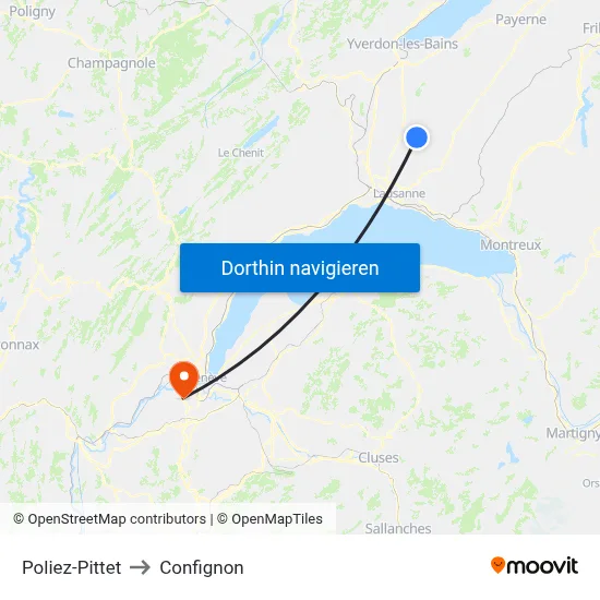 Poliez-Pittet to Confignon map