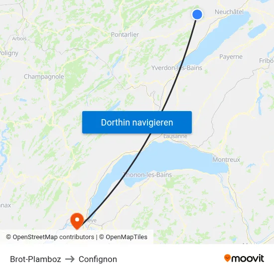 Brot-Plamboz to Confignon map
