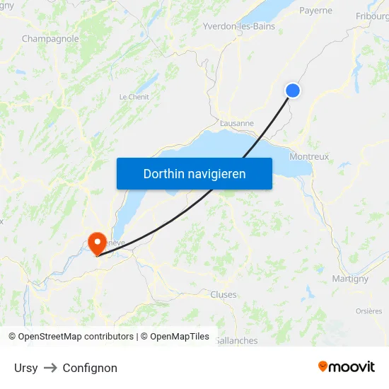 Ursy to Confignon map