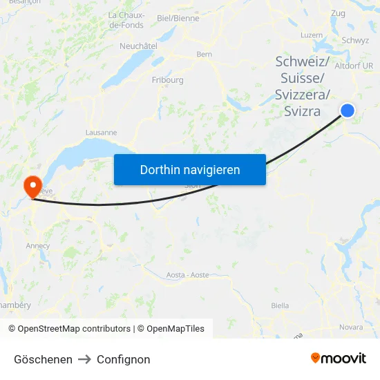 Göschenen to Confignon map