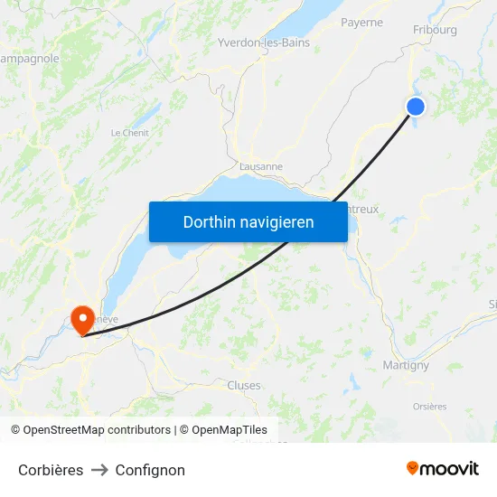 Corbières to Confignon map