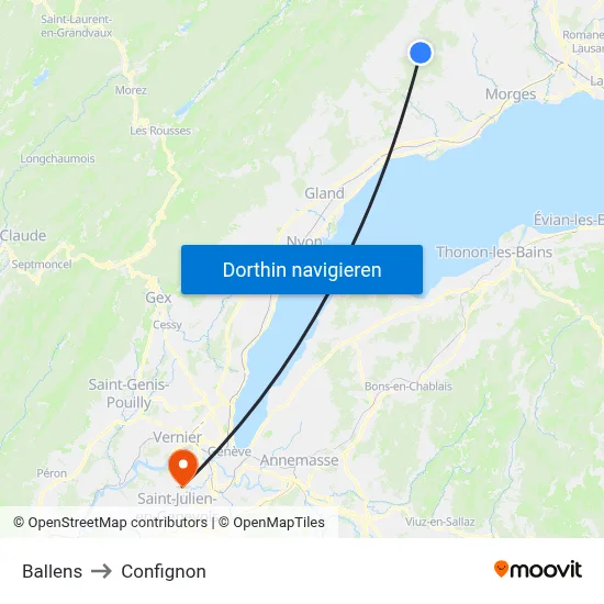 Ballens to Confignon map