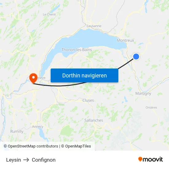 Leysin to Confignon map
