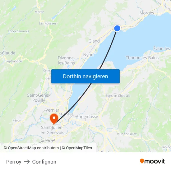 Perroy to Confignon map