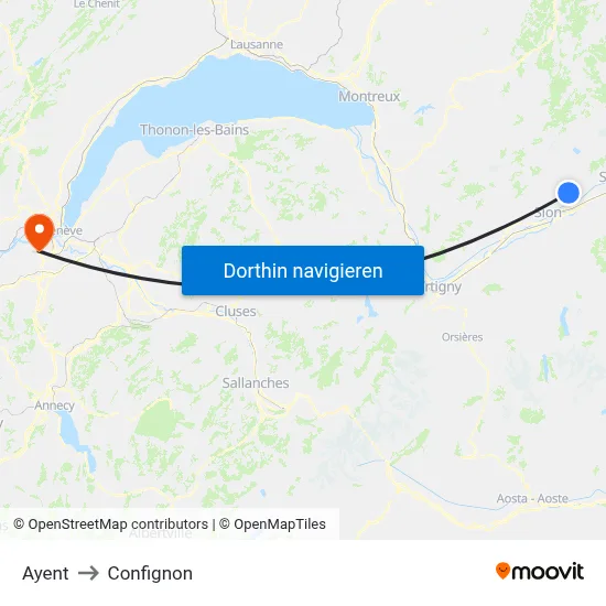 Ayent to Confignon map