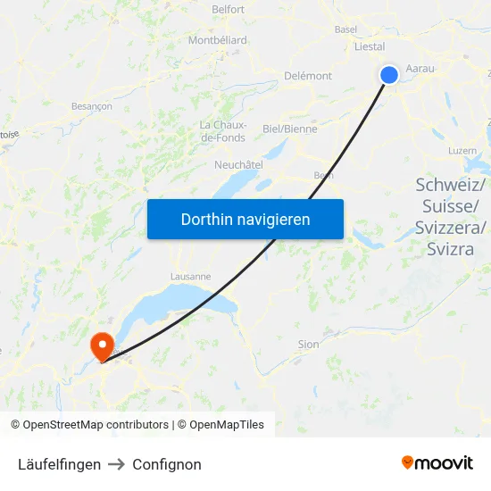 Läufelfingen to Confignon map
