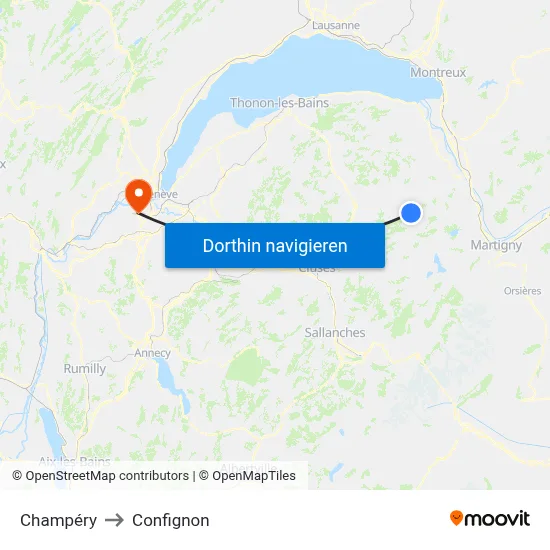 Champéry to Confignon map