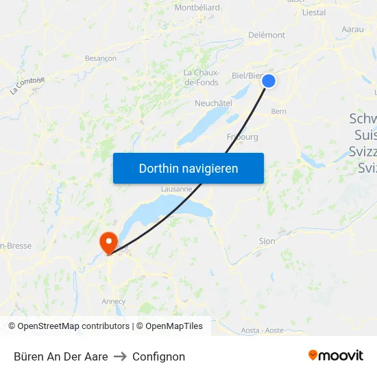 Büren An Der Aare to Confignon map