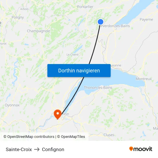 Sainte-Croix to Confignon map