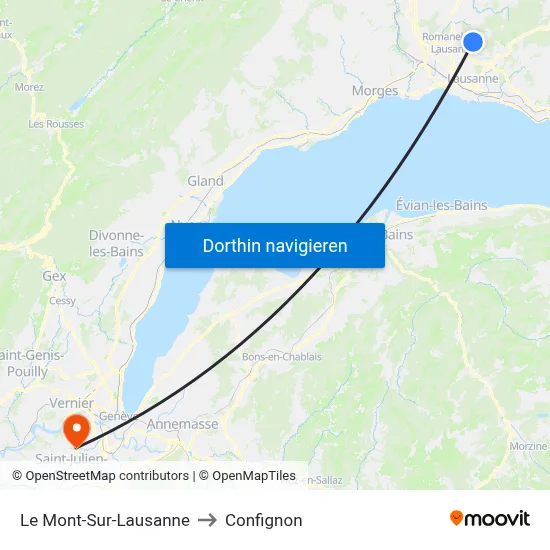 Le Mont-Sur-Lausanne to Confignon map