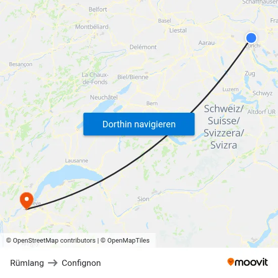 Rümlang to Confignon map