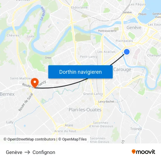 Genève to Confignon map