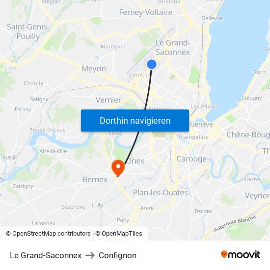 Le Grand-Saconnex to Confignon map