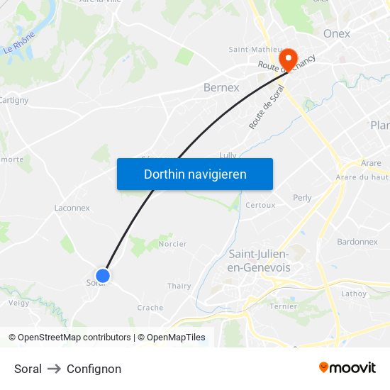 Soral to Confignon map