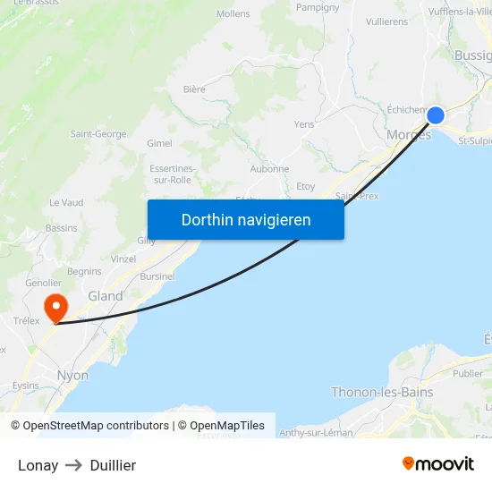 Lonay to Duillier map