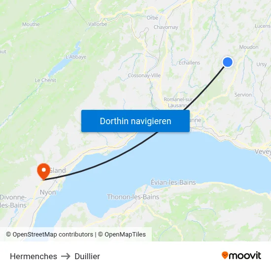 Hermenches to Duillier map