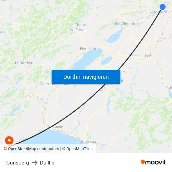 Günsberg to Duillier map