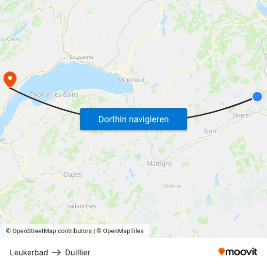 Leukerbad to Duillier map