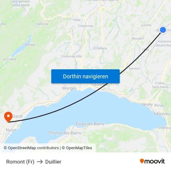 Romont (Fr) to Duillier map