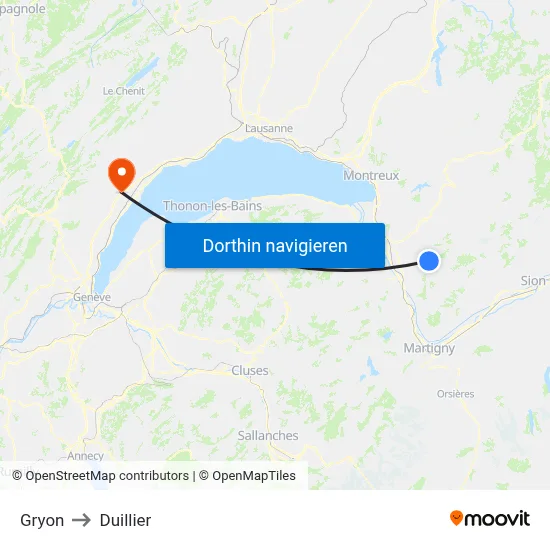 Gryon to Duillier map