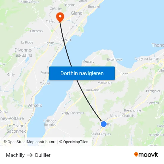 Machilly to Duillier map