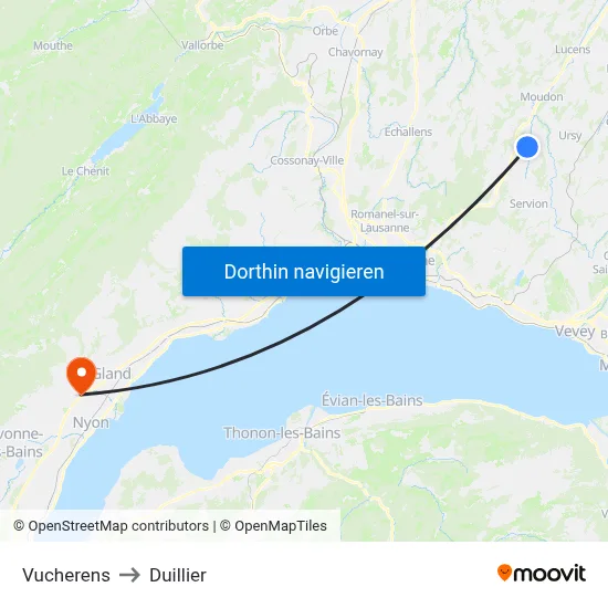 Vucherens to Duillier map