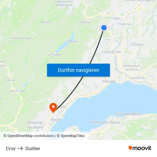 Croy to Duillier map
