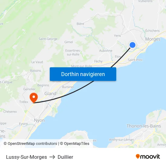 Lussy-Sur-Morges to Duillier map