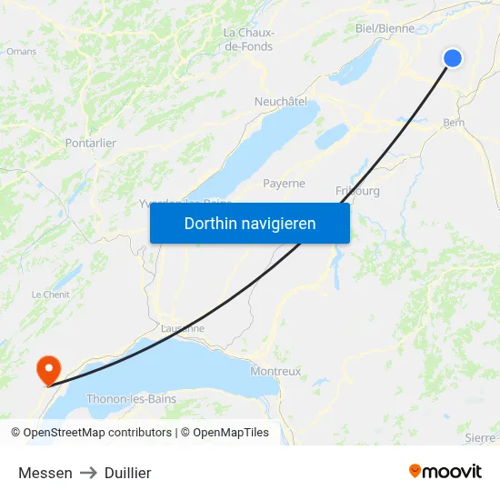 Messen to Duillier map