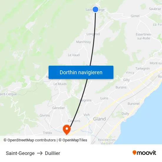 Saint-George to Duillier map