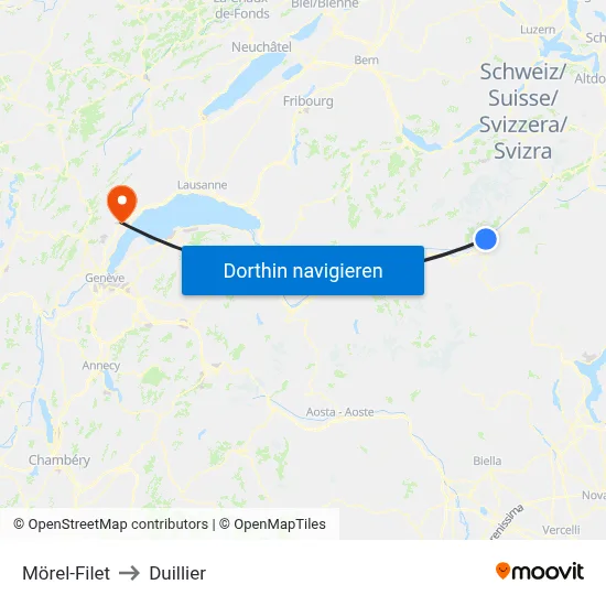 Mörel-Filet to Duillier map