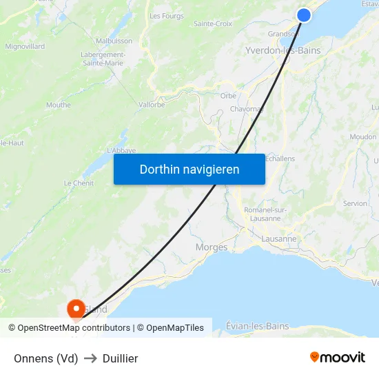 Onnens (Vd) to Duillier map