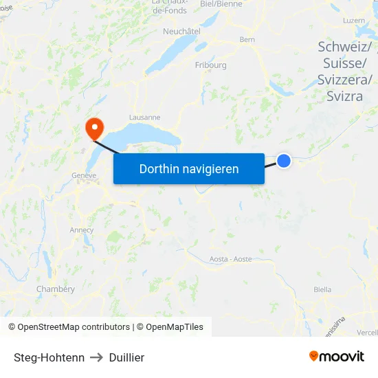 Steg-Hohtenn to Duillier map