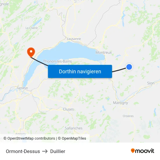 Ormont-Dessus to Duillier map