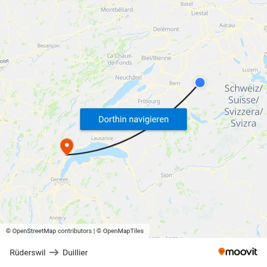 Rüderswil to Duillier map