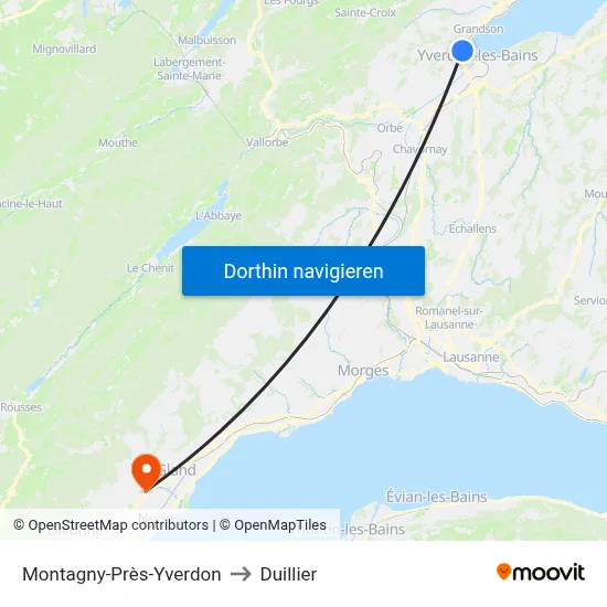Montagny-Près-Yverdon to Duillier map