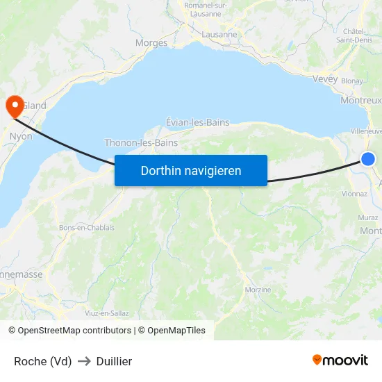 Roche (Vd) to Duillier map
